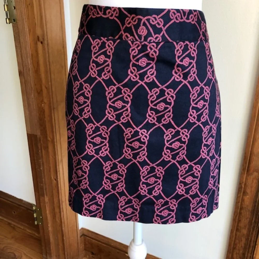 VINEYARD VINES Nautical Rope Navy Pink A Line Skirt 10